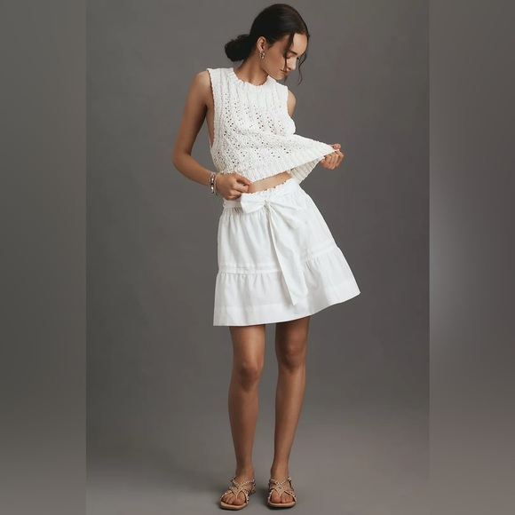 NWT! Anthropologie White Maeve Somerset Mini Skirt - Size XL 🎶 - Picture 4 of 8